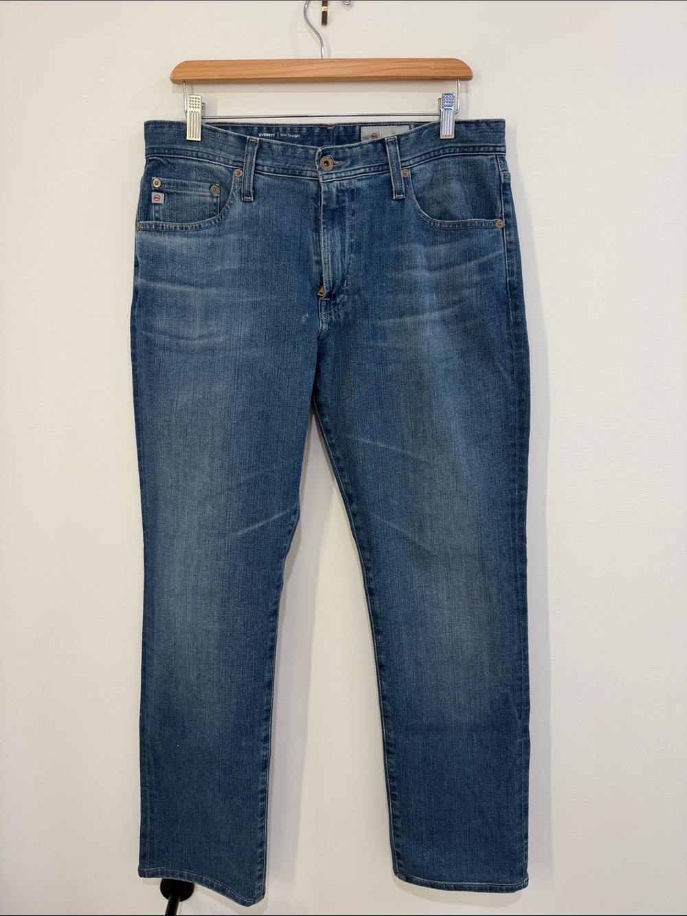 Ag Adriano Goldschmied Men's Straight-Leg Jeans in Medium Blue